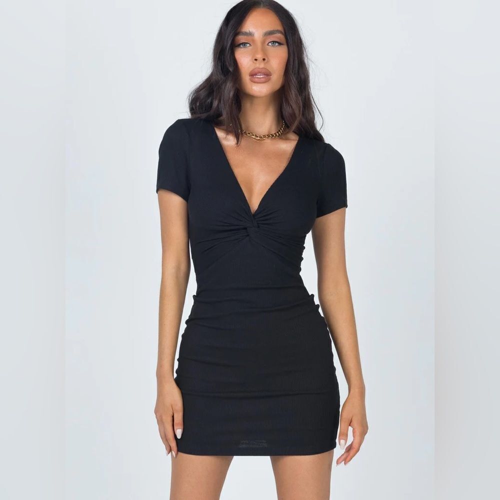Princess Polly Black Mirey Twist Front Mini Dress